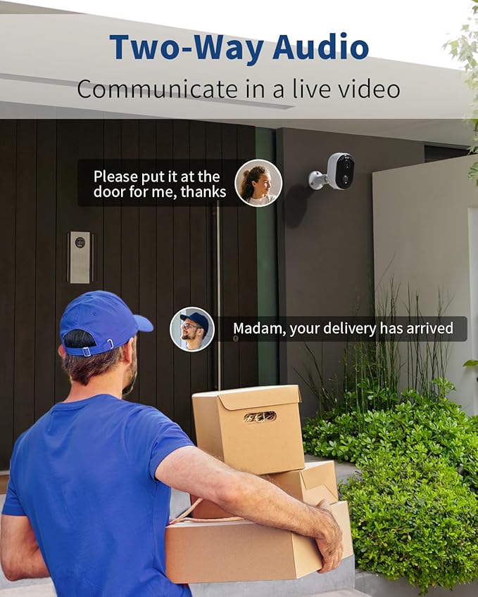 Security Cameras Wireless Outdoor, Battery Powered 2k Color Night Vision, AI Motion Detection, IP66 Weatherproof, 2-Way Talk, SD/Cloud Storage, 2.4Ghz WiFi Cameras for Home Security(2 Pack)