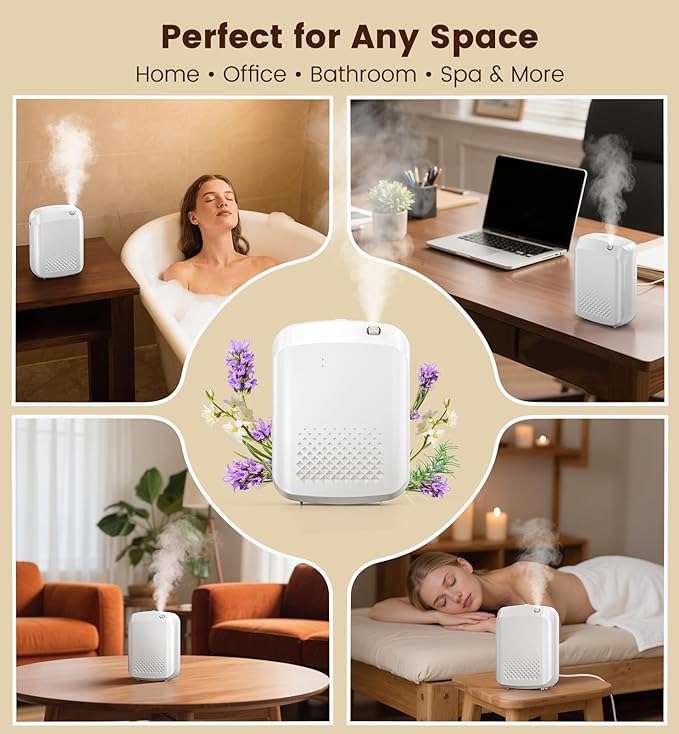 Waterless Essential Oil Diffuser 3000 Sq.Ft Coverage for Large Home Hotel Office, 400ml Cold Air Scent Machine, Bluetooth App Control, No-Noise Aroma Diffuser Wall Mount Gift for Mom for Her