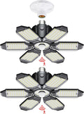 LED Garage Light Motion Sensor - 200W Deformable Garage Lights Ceiling LED, 20000LM Shop Lights Motion Activated, Motion Sensor Light Indoor for Garage, Workshop, Basement,Barn (2 Pack)