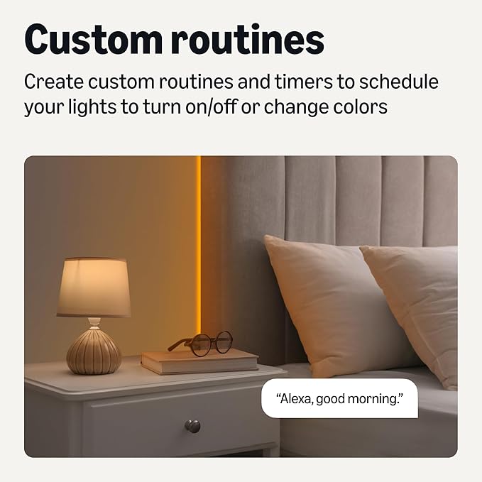 Amazon Basics Smart LED Light Strip, 32.8 Feet (2 Rolls of 16.4 Feet), RGB + Tunable White, Color Changing, App Control, Voice Control, Works with Alexa Only, 2.4 GHz Wi-Fi, No Hub Required