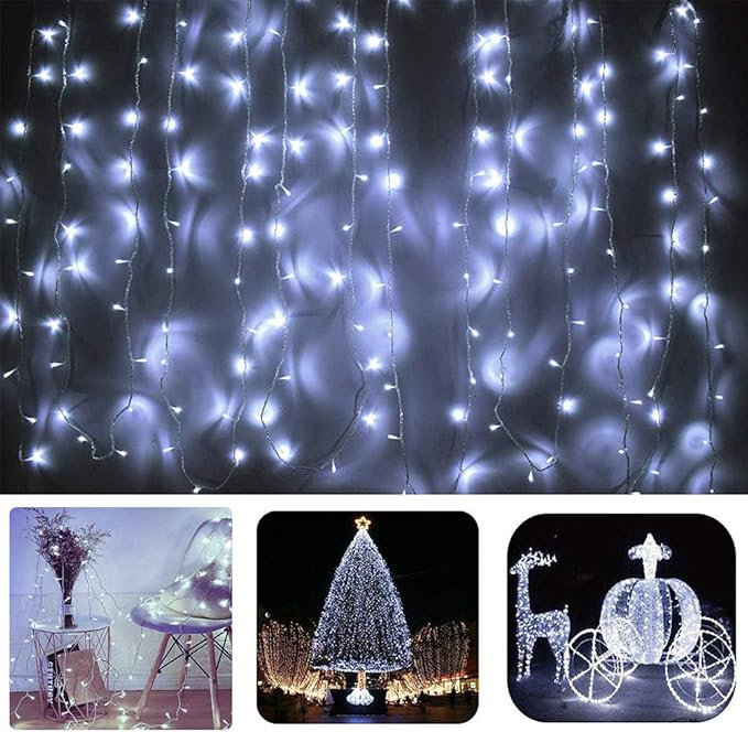 String Lights Indoor Bedroom, 98FT 200 LED Fairy String Lights Outdoor Waterproof, 8 Modes Memory Twinkle Christmas Light Plug in for Classroom Dorm Patio Tree Garden Decor (Cool White)