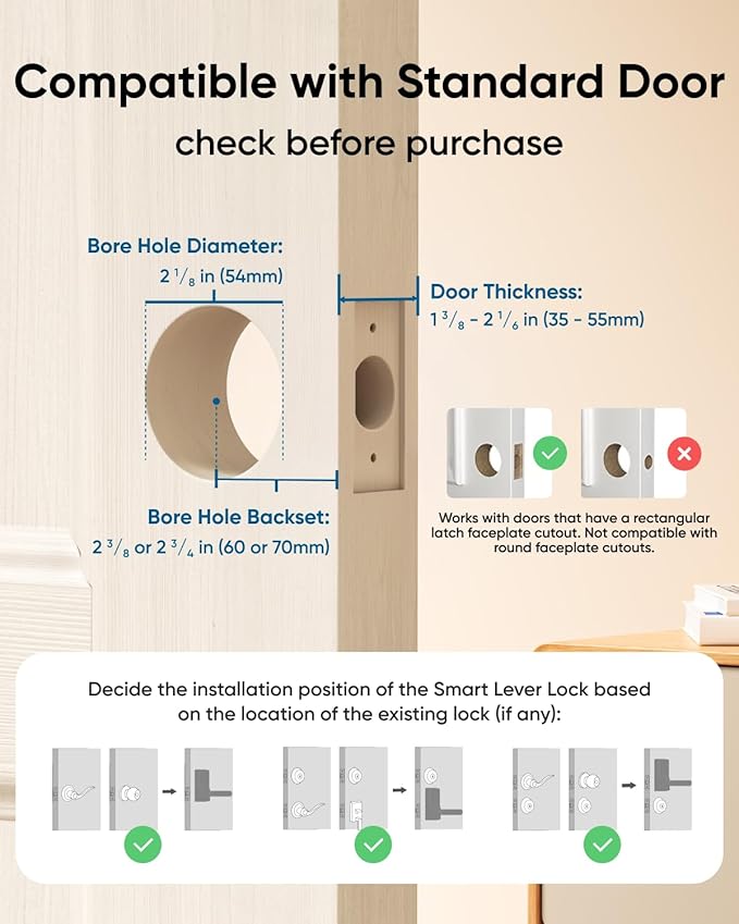 eufy Security Smart Lock C33, Keypad Door Lock with Handle, Fingerprint Door Knob, Keyless Entry Door Lock for Front Door and Bedrooms, Electronic Deadbolt, Wi-Fi, App Control, IP53 Waterproof, Nickel