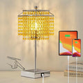 Luvkczc Crystal Table Lamp with Touch Control, Bedside Crystal Table Lamp with USB C+A Ports, Dimmable Lamp for Girls Bedroom, Living Room, Light Yellow & B11 LED Bulb Included