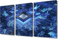 3 Pieces Smart Chip Canvas Wall Art Painting CPU Concept Wall Decor for Living Room Pictures Print on Canvas Circuit Board Framed Modern Artwork for Home Bedroom Decorations Ready to Hang(24" Wx36 H)