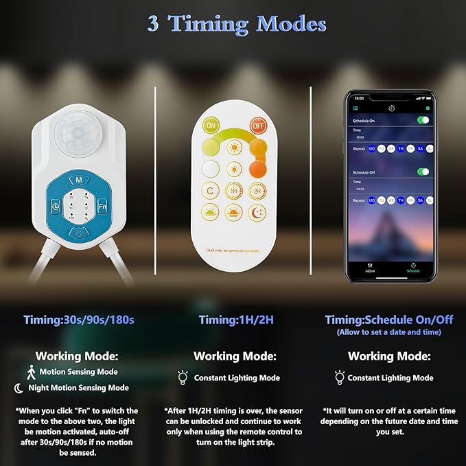 Under Cabinet Lights 12Ft,Motion Sensor LED Under Counter 6 Puck Lights with APP&Remote&Sensor/3 Work Modes/3 Colors/Timers/Motion Activated Allowed/Dimmable/Night Light for Cabinet,Home,Closet,Garage
