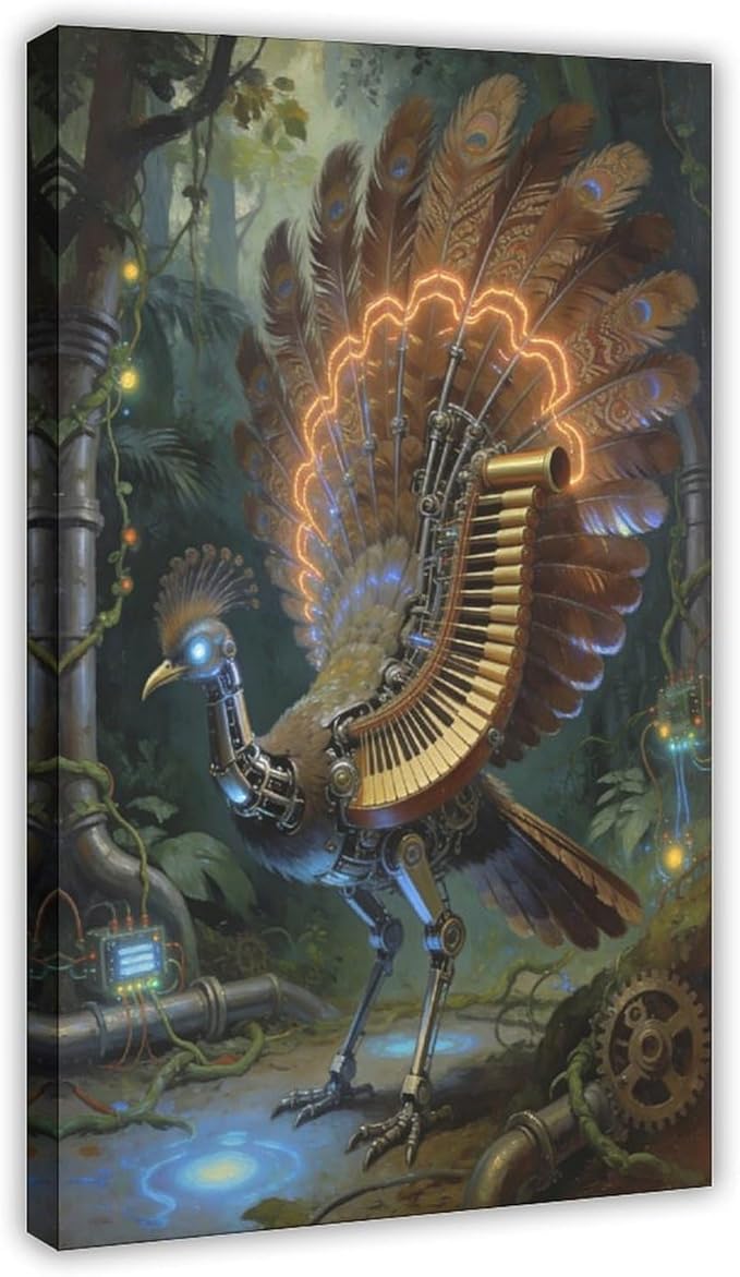 Framed Mechanical Fantasy Wall Art for Living Room TV Wall Vintage Steampunk Aesthetic Home Decor 08x12inch(20x30cm)