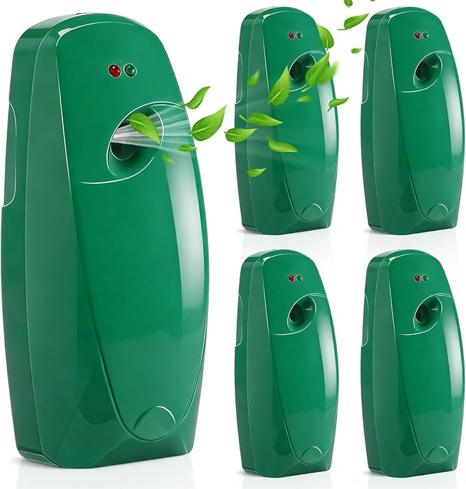 Maxcheck 4 Pcs Automatic Air Freshener Spray Dispenser Wall Mounted Automatic Spray Dispenser Air Freshener for Bathroom Battery Operated Free Standing for Commercial Place and Room (Dark Green)
