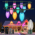 YAYZA! Smart C9 Christmas Lights Outdoor, 200 LED 130 FT RGB C9 String Lights with APP & Remote Control, 105 Modes, Music Sync, Connectable Waterproof Christmas Lights for Roofline Patio Xmas Decor