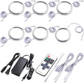 Under Cabinet Puck Lighting Kit, Atmosphere Ambiance Lighting, Dimmable Wireless RF LED Remote Control, Daisy Chain Linable, AC120V to DC12V, Hardwired or Wall Plug, 6 Lights, Daylight