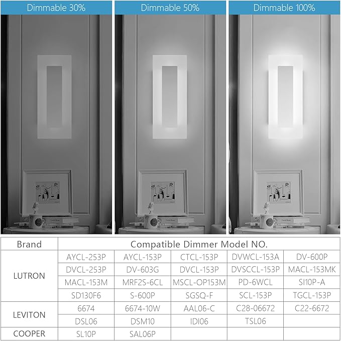LMQNINE Modern Dimmable LED Wall Sconces Set of Two with 10%-100% Brightness Wall Light 9W 6000K Acrylic Chrome Wall Sconces Wall Lighting for Bedroom Living Room Hallway Staircase Corridor