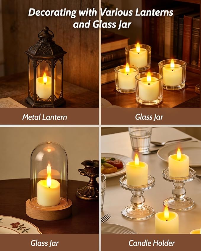 Rechargeable Flameless Candles with Remote Timer, 1.5"x2" LED Votive Fake Candles, Flickering Tea Lights Candles Battery Operated for Wedding Party Windows Table Home Decor Easter (6 Pack)
