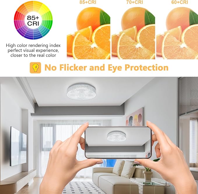 OOWOLF Flush Mount LED Ceiling Light Fixture, 2700K-6500K Super Bright 36W 3600LM 13.78 Inch Dimmable Warm/White Light Kitchen Light Modern Ceiling Lamp for Bedroom Bathroom, Chandeliers with Remote