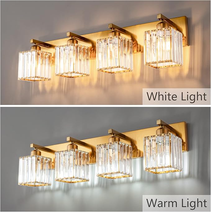 19.5" KnurledBrassWallSconcesSetof2,BronzeBathroomVanityLightFixtureswithWaterRipplesGlassTube,ModernLampforBedroom,LivingRoom,Hallway,Staise,Mirror,Kitchen
