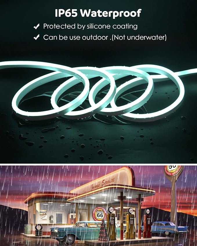 Aclorol 82FT RGB LED Neon Light Strip AC110V-130V LED Strip Light Outdoor Waterproof IP67 Dimmable Rope Light Color Changing with Remote Control for Bedroom Outdoor Garden Commercial Buliding 80Leds/M