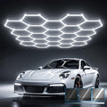 HYPERLITE Gen 2 Hexagon Garage Light, Upgraded 3 Level Dimmable 581W 58100LM Super Bright Garage Detailing Lights, 22 Grids Hexagon Shop Lights, Hex LED Lights for Basement, Gym, Barber