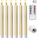 WYZworks 10" Fluted Ribbed LED Ivory Grooved Pillar Candles, Remote & 24h Timer Memory, On/Off Switch - Flameless Dimmable Battery Operated w/Flicker Mode, Home Wedding Decor (6 Pack)