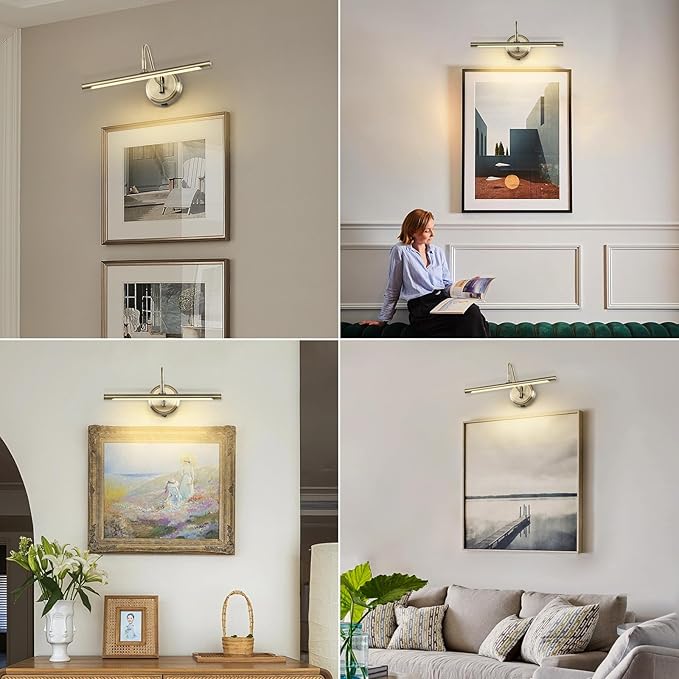 JOOSENLUX Modern Wall Lights Battery Operated Antique Bronze Wireless Picture Lights for Wall 16.5" Inch Dimmable Under Counter Lights for Kitchen with Swing Arm as Canvas Wall Sconce Light CRI95+