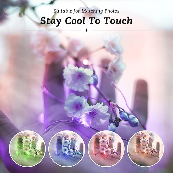 24 Pack Fairy Lights Battery Operated, 7FT 20LED Waterproof Silver Wire Christmas Lights Outdoor, Firefly Mini String for Bedroom Party Birthday Wedding Indoor Decorations