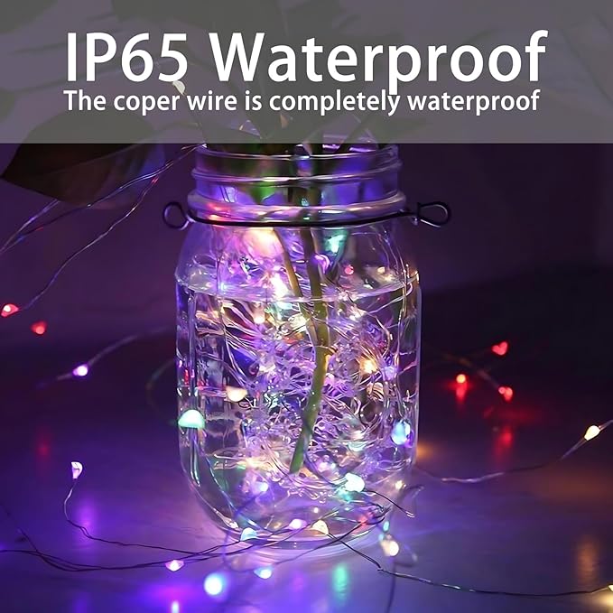 50Pack Fairy Lights Battery Operated, 7ft 20 LED 3 Modes Speed Twinkle Mini String Lights Waterproof Silver Wire Firefly Starry Lights for Mason Jars Wedding Party Christmas Decorations