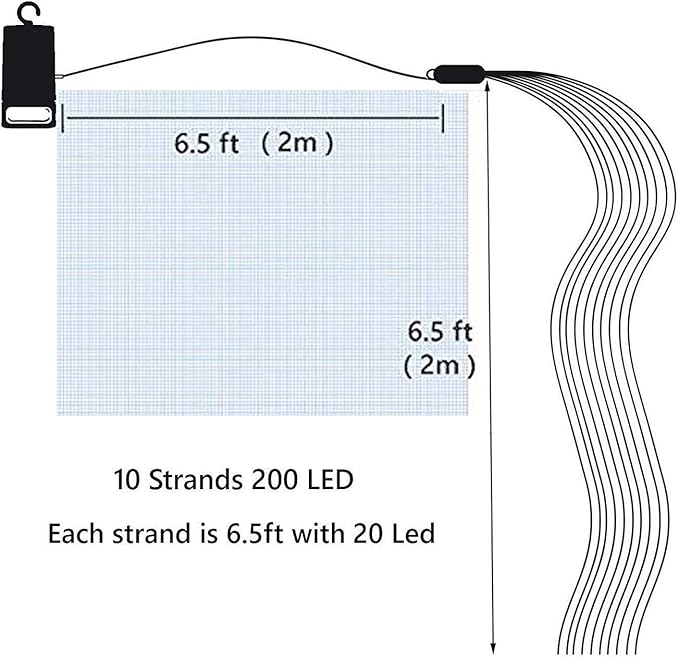 VOOKRY 10 Strands 200 LEDs Hanging Twinkle Fairy Lights Battery Operated with Remote, Waterproof Waterfall Vine String Lights Silver Wire Branch Lights with Timer for Outdoor DIY Watering Can Lights