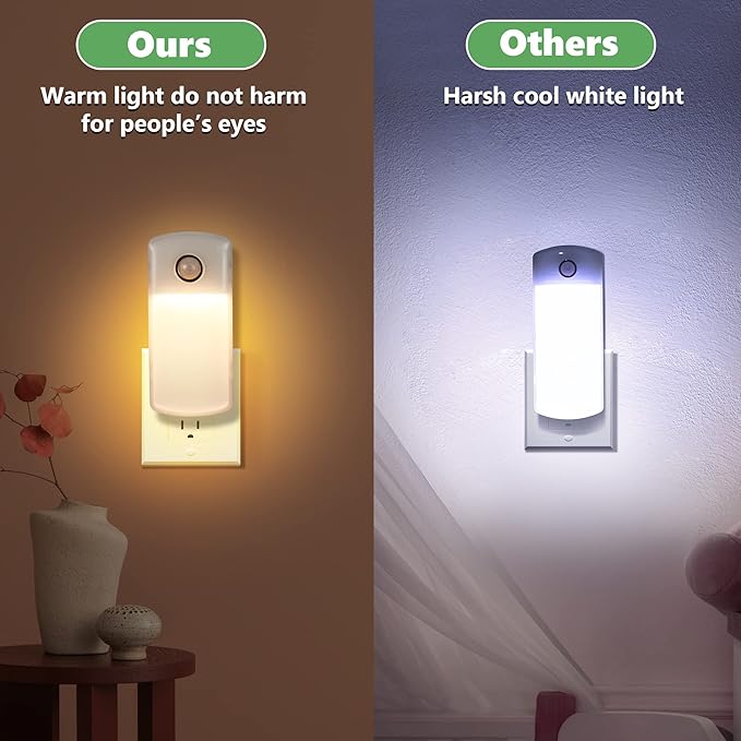 Enhon 3 Pack Emergency Power Failure Night Lights, Motion Sensor Night Light, Automatic Dusk to Dawn, Emergency Lights for Home, Bedrooms, Hallways, Black Outs, Rechargeable