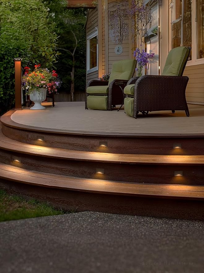 LEONLITE 5CCT 120V LED Step Lights, 150LM 5%-100% Dimmable Stair Lights Indoor Outdoor IP65 Waterproof, Aluminum Anti-Glare Shell, CRI90 ETL 2700K/3000K/3500K/4000K/5000K, Oil Rubbed Bronze, Pack of 3