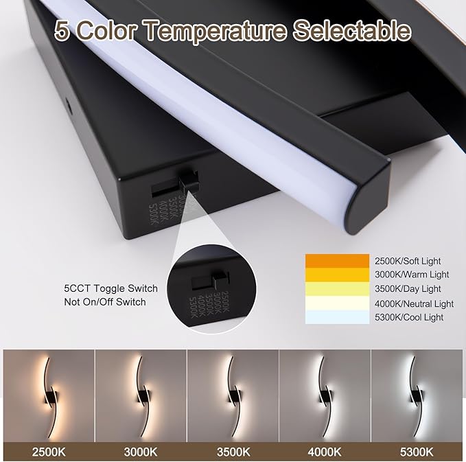 Hardwired 3000~6000K Modern Wall Sconce, 31.5IN Black LED Wall Light Fixtures Wall Lights for Bedroom, Living Room, Hallway and Bedside Wall Lamp