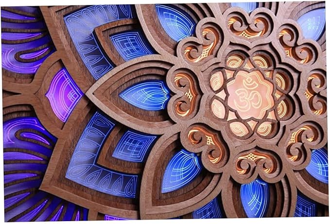 LED Night Light 11.81x11.81 inch Wooden Hanging USB Fairy Lights Yoga Room Living Room Bedroom Energy-Saving Wall Decoration