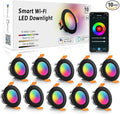 LightingWill 2 Inch Recessed Lighting, Smart WiFi LED Downlight, 5W LED Ceiling Light Compatible with Alexa/Google Assistant, Dimmable RGB & 2700K-6500K, 120V with Driver, Black Trim (10 Pack)
