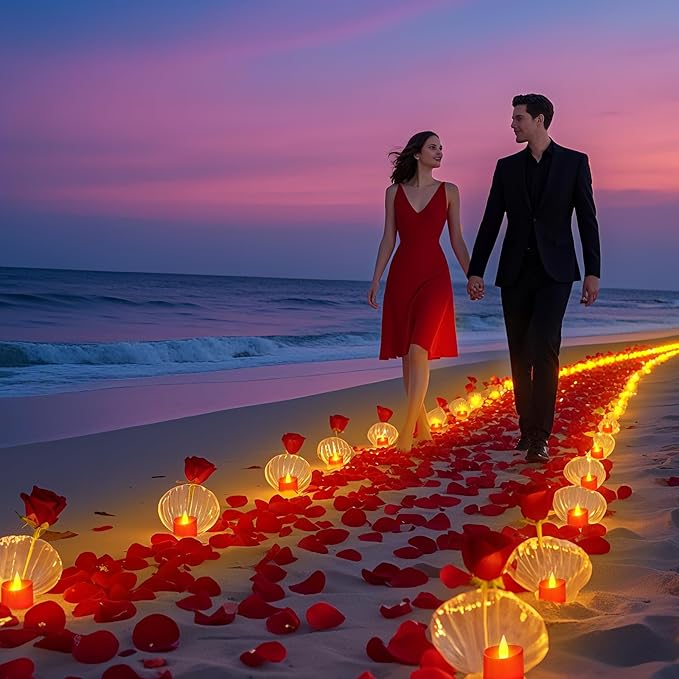 Realistic Flameless LED Tea Lights - 12 Pack Festive LED Candles for Christmas, Valentine's Day & Wedding Decor, Realistic Flicker Votives (Red Base, 12 Pack)