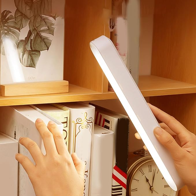 ZJchao Adjustable LED Desk Lamp with Rechargeable Under Cabinet Light, Eye Care Dimmable 4000K-6500K, Anti Glare Study Lamps for Dorm Rooms, Bedrooms, and Study Spaces