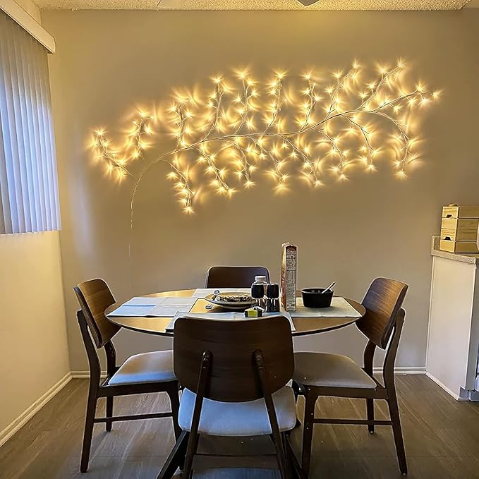 GOESWELL Led Tree Branch Lights for Wall: 7.5Ft 144 LEDs White Enchanted Vine with Lights - Lighted Willow Fairy Light for Living Room Bedroom Christmas Halloween Meditation Wall Decor