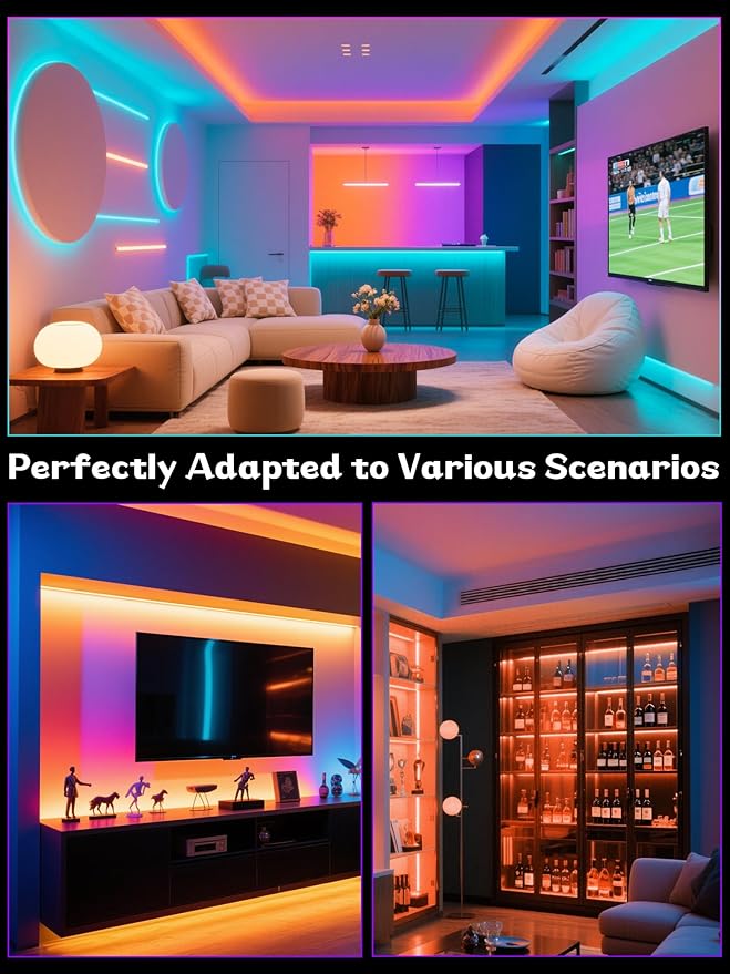 LED Strip Lights, 11.8FT (4x1.0FT Pre-Cut) RGB 5050 Color Changing Small LED Light Strip with Remote & APP Multi-colorfor Strip Lights for TV Backlight Bed Cabinet Shelf Display 48 LEDs