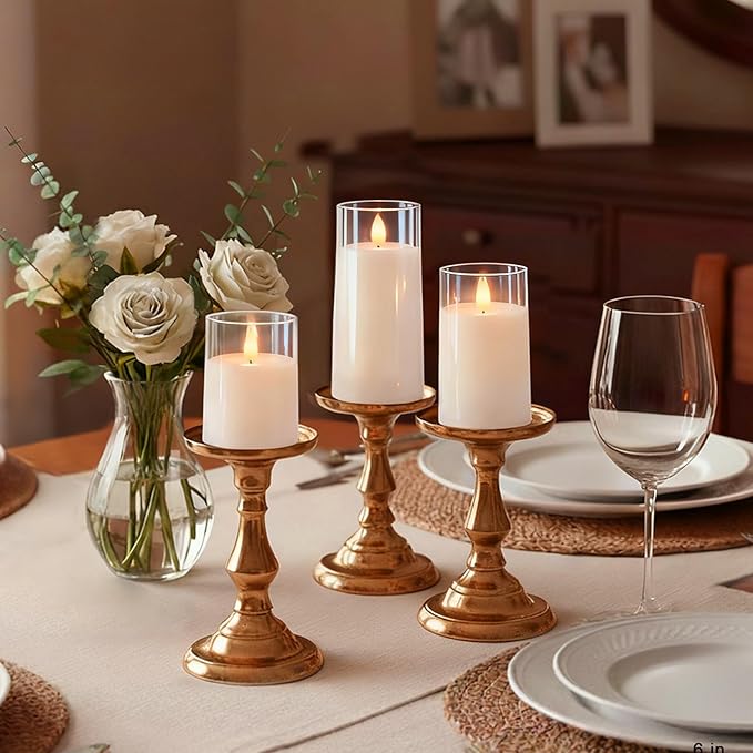 Raycare Flameless Candles Battery Operated with Remote Timer, Acrylic Flickering LED Pillar Candle for Valentine's Day Decoration, Home Decor, Gift for Family and Friend, White, Set of3
