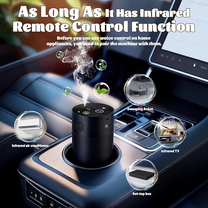 Voice Control Smart AI Waterless Scent Diffuser Starter Kit - Alloy Atomization System, Rechargeable Hotel Scent Diffuser, 1500 Sq Ft Coverage, for Home, Large Room, Spa, Cream