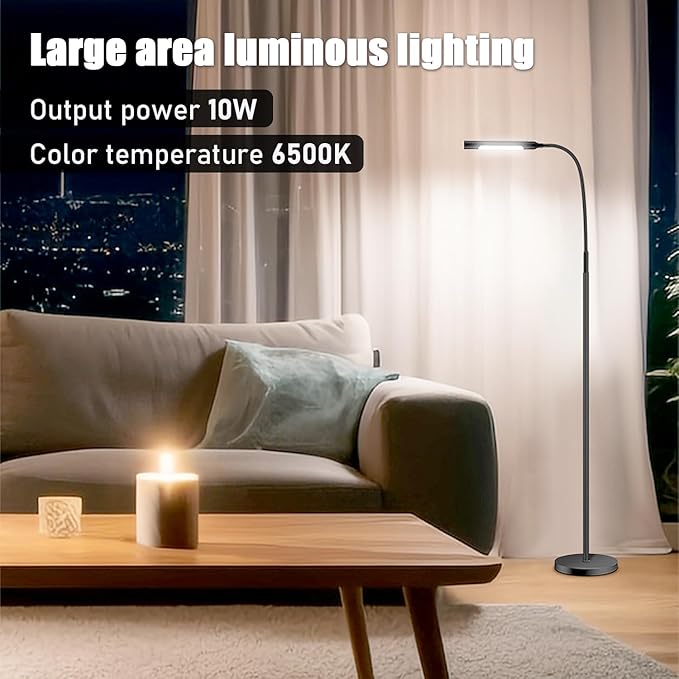 Floor Lamp for Living Room, bedrooms,Work,Study and Home Decor.with Remote Control.4 Color temperatures LED Bulb.Lighting Brightness Adjustable from 10%-100%.Modern Reading Standing lamp.