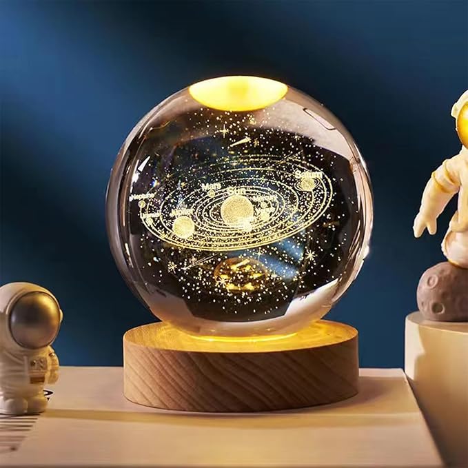 Happyhaves Calming Stellar Spheres,Happy Haves Light Sphere,The Galaxy, Saturn, Astronomy Calming Cosmic Lights, Crystal Ball Night Light with Base for Bedroom Living Room Decor (Starry Sky Walk)