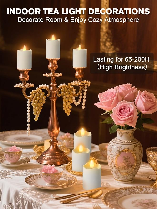Rechargeable Flameless Tea Lights Candles with Remote Timer, 1.5" x 2.6" LED Candles with USB Charging Base, Small Votive Candle Electric Fake Candle for Wedding Table Decor Dining (6 Pack)