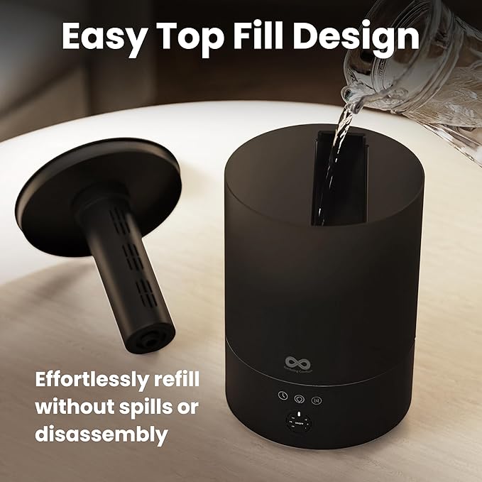Everlasting Comfort 2.5L Top Fill Humidifiers for Bedroom - Quiet Easy to Fill & Clean, 24HR Runtime, Night Lights, Timer, Ultrasonic Cool Mist Humidifier, Auto Shut-Off, Essential Oil Diffuser