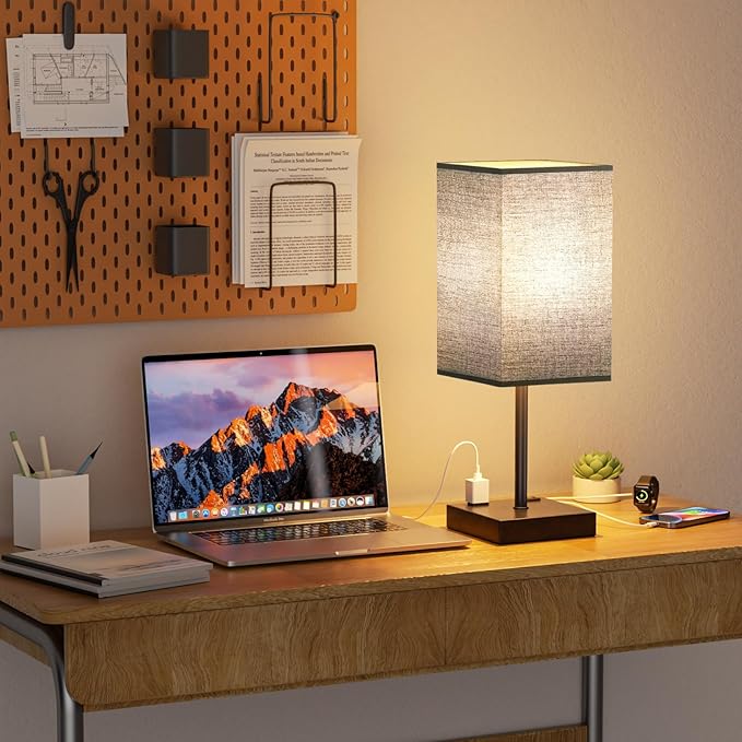 aooshine Plus Set of 2 Black Lamp for Nightstand - Touch Lamps for Bedroom, 3000K White Light for Living Room, Bedside Table Lamp for Men