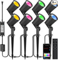 ZYAN 8 Pack Smart Landscape Lights, Color Changing Landscape Spotlights, App Control & Remote Control, Compatible with Alexa