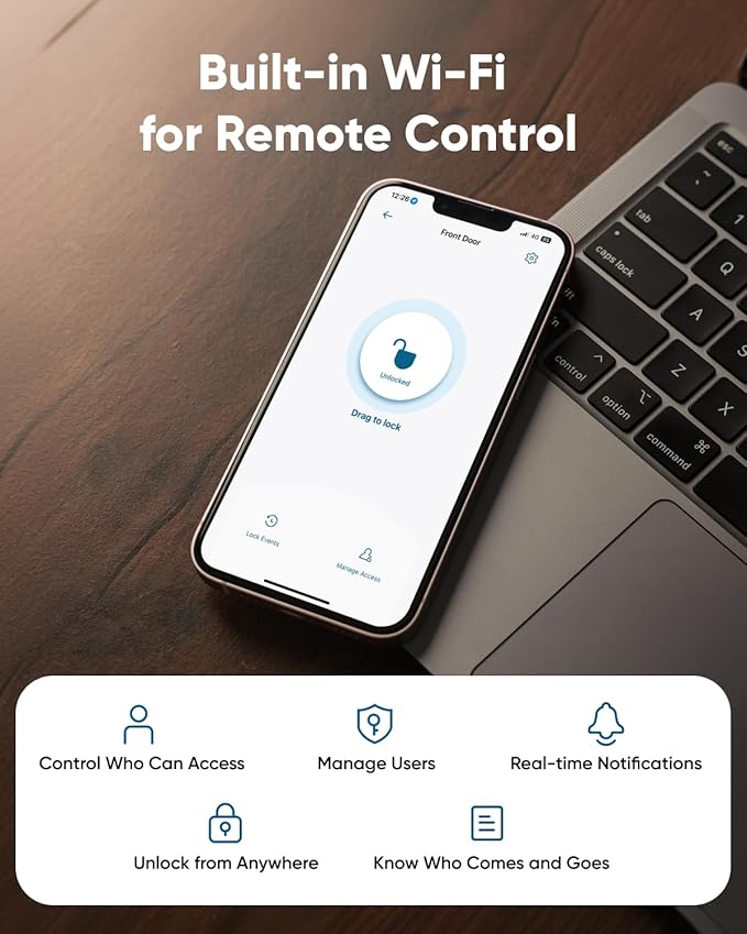 eufy Security Smart Lock C30, Keyless Entry Door Lock, Built-in WiFi Keypad Deadbolt for Front Door, No Bridge Required, Easy Installation, App Remote Control, Reliable Power, BHMA Grade 3, Nickel