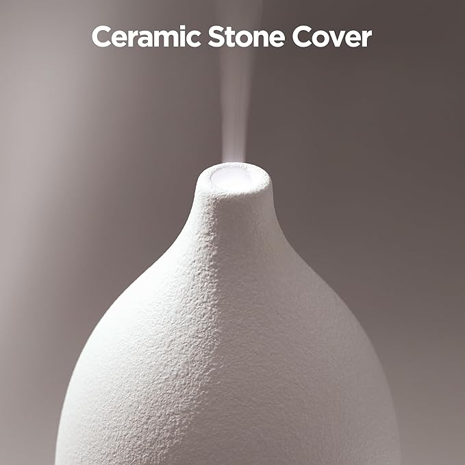 InnoGear Oil Diffuser, 150ML Ceramic Diffuser for Essential Oils Handcrafted Aromatherapy Diffuser Ultrasonic Cool Mist Humidifier with 2 Mist Modes Waterless Auto Off for Room Office, White