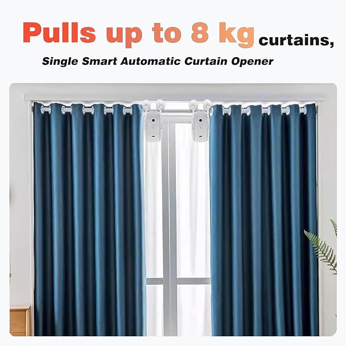 Smart Automatic Curtain Opener - Remote Controled by App/Timer/Voice,Upgraded High-Performance Motor, Automatic Light Sensor, Add Gateways,For Google Alexa,No Remote (for Roman rod/T/U track 3-in-1)