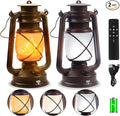 2 Pack Bronze Vintage 4 Modes LED Lanterns，Rechargeable Flickering Flame Lights Decorative Outdoor&Indoor, Remote Control Waterproof Hanging Lantern for Camping,Patio Garden Pathway