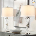 Hamucd Touch Control Table Lamp for Bedrooms 3 Way Dimmable White Drum Shade Modern Bedsides Nightstand lamp Set of 2 with 2 USB Charging Port(Bulbs Included)