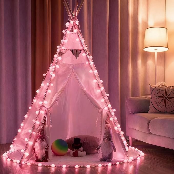 Mothers Day Decorations Lights USB Plug in 38ft 100LED 8 Mode Remote Timer Mini Globe Fairy String Lights Gifts for Mom Women Girl Mother Bedroom Indoor Dorm Happy Valentines Mother's Day Decor, Pink