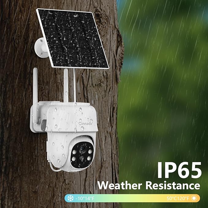 Cinnado 4G LTE Cellular Security Camera-No WiFi Outdoor Camera Wireless with 5W Solar Panel, 2K 360° Color Night Vision, PIR Motion, TF Card Storage, Works with Alexa, SIM Card Included, B6 4G 1P