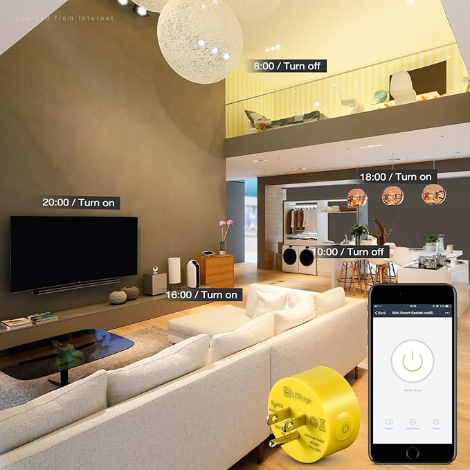 LITEdge Smart Plug Work with Alexa, Mini Smart Outlet Wifi Plug Google Home Assistant Voice Control, No Hub Required, Only Supports 2.4GHz Network, Timer Function, ETL Listed, Yellow Finish, Pack of 6