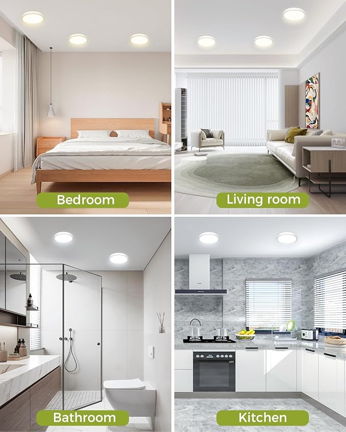 hepside 1Pack Dimmable Flush Mount Ceiling Light Fixture White, 3CCT Selectable 3000/4000/6500K Ceiling Lamp, 7.5INCH 15W 1500LM Low Profile Light for Bedroom, Kitchen, Bathroom, Hallway
